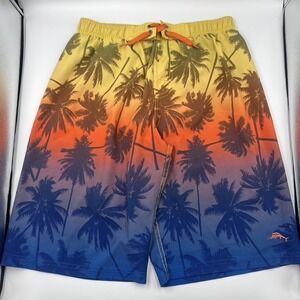 Tommy Bahama Kids Swim Trunks Sunset Palm Tree Ombre Board Shorts Size 14/16